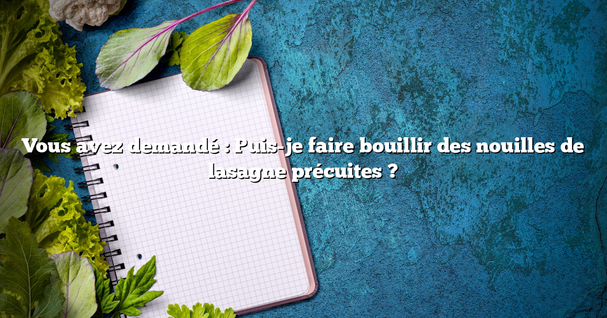 Vous avez demandé : Puis-je faire bouillir des nouilles de lasagne précuites ?
